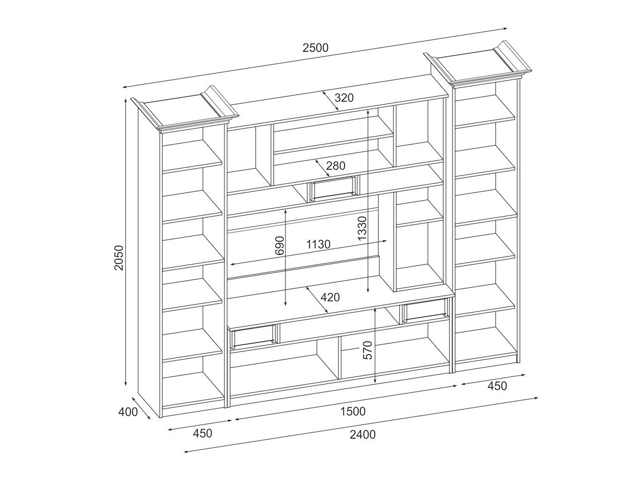 Conjunto de salón Lexington 104 (Trufa roble + Nuez oscura)