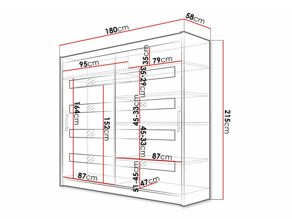Armario Closico 156 (Negro + Blanco brillante)