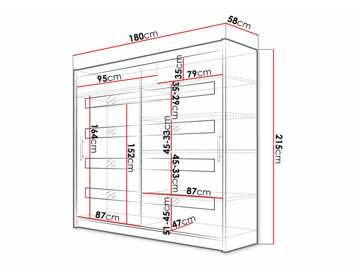 Armario Closico Pallor XI (Blanco + Negro brillante)