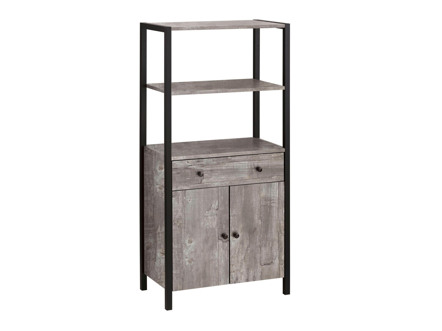 Estantería para baño Larnovo 111 (Roble gris + Negro)