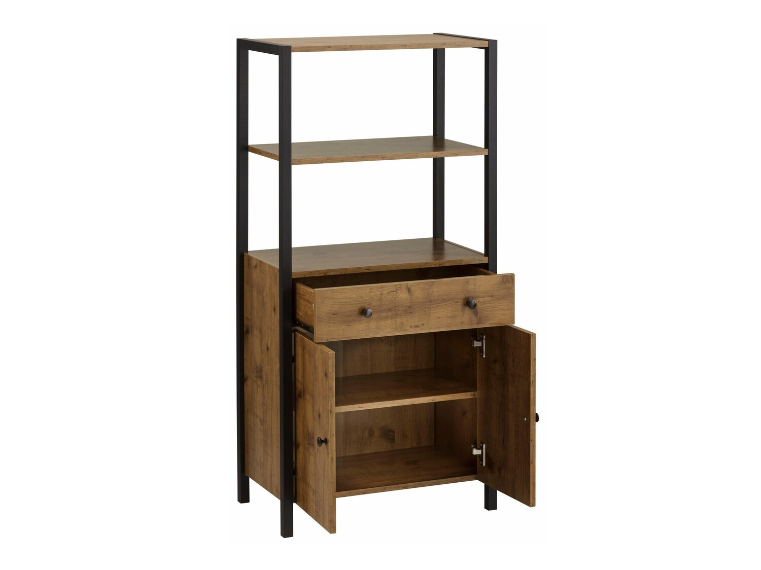 Estantería para baño Larnovo 111 (Roble oscuro + Negro)