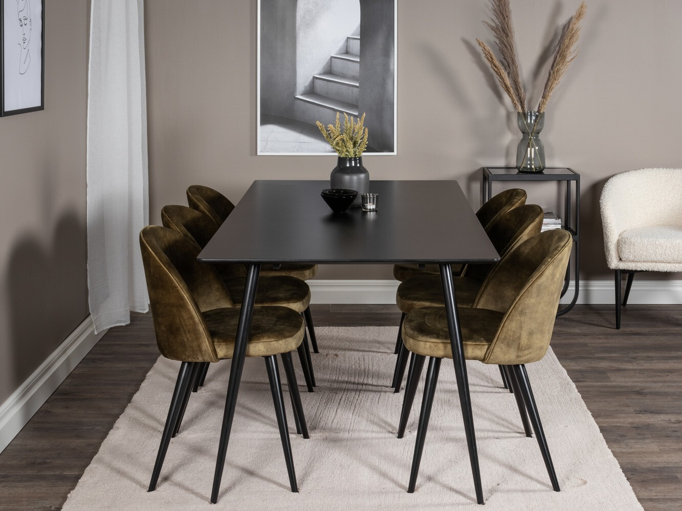 Conjunto de comedor Dallas 1509 (Verde polvoriento + Negro)