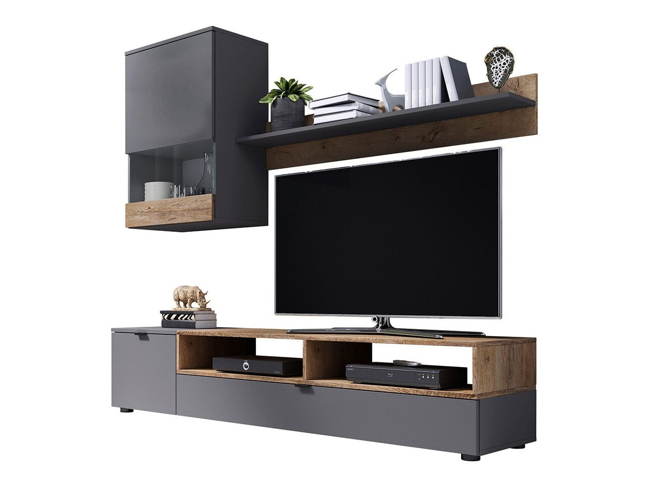 Conjunto de salón Charlotte 126 (Gris mate + Roble de lefkada)