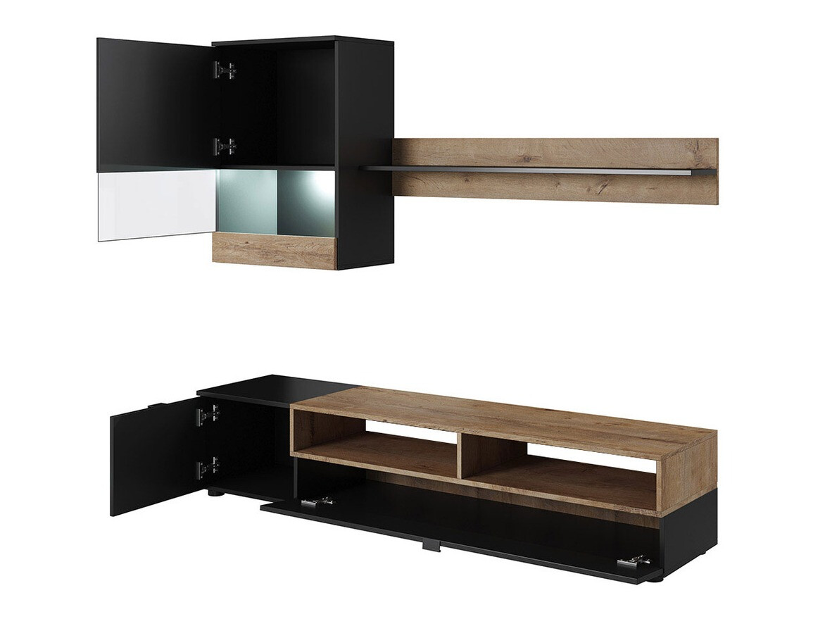 Conjunto de salón Charlotte 126 (Gris mate + Roble de lefkada)