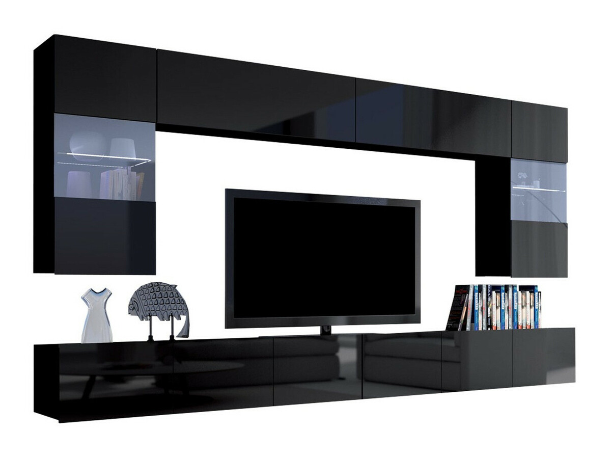 Conjunto de salón Remus I (Negro + Negro brillante)