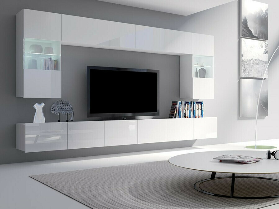 Conjunto de salón Tivdalu 105 (Blanco + Blanco brillante)