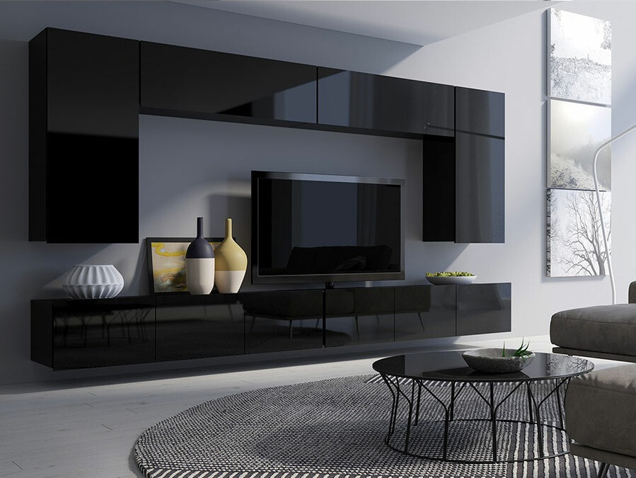 Conjunto de salón Tivdalu 135 (Negro + Negro brillante)