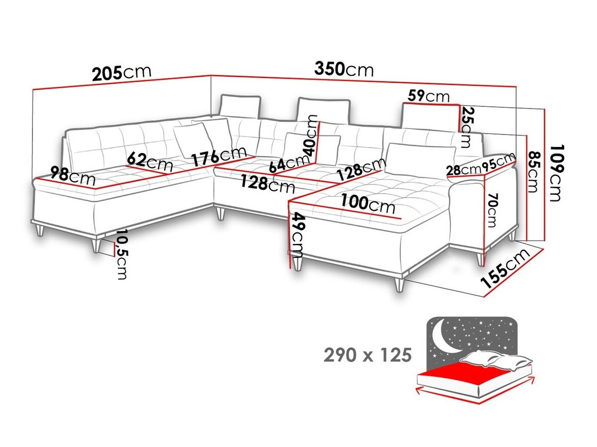 Sofá rinconero Comfivo 295 (Magic Velvet 2225 + Senegal 823)