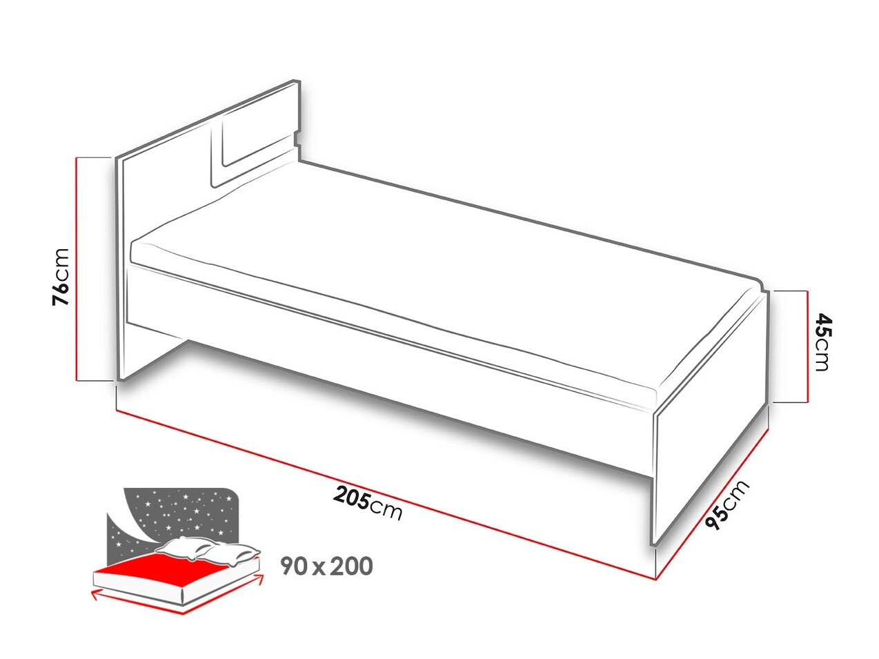 Cama Levtala 112 (Antracita + Blanco)