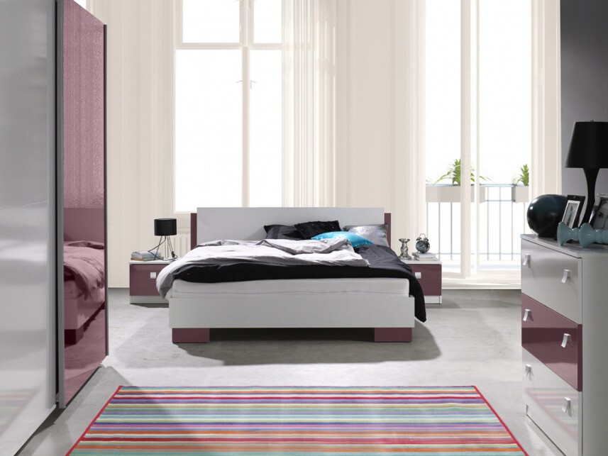 Cama Murrieta 110 (Blanco + Brillo Púrpura)