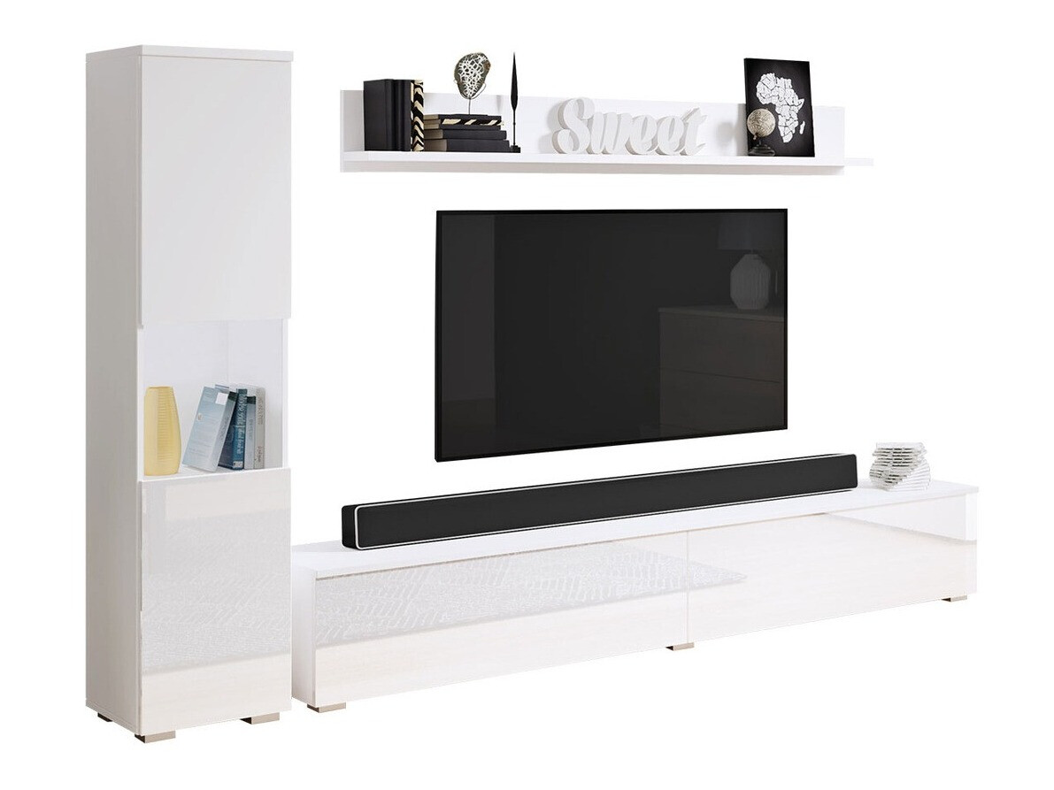 Conjunto de salón Sarasota 130 (Blanco + Blanco brillante)