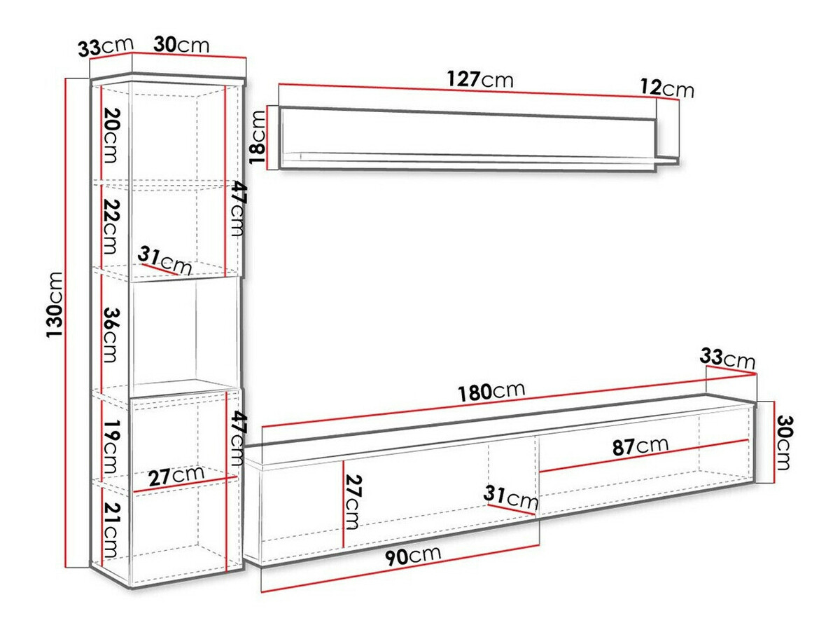 Conjunto de salón Sarasota 130 (Roble wotan)