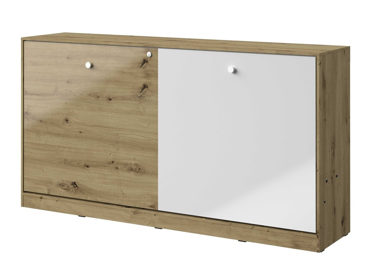 Cama plegable Mirelbu 114 (Roble Artisan + Blanco brillante)