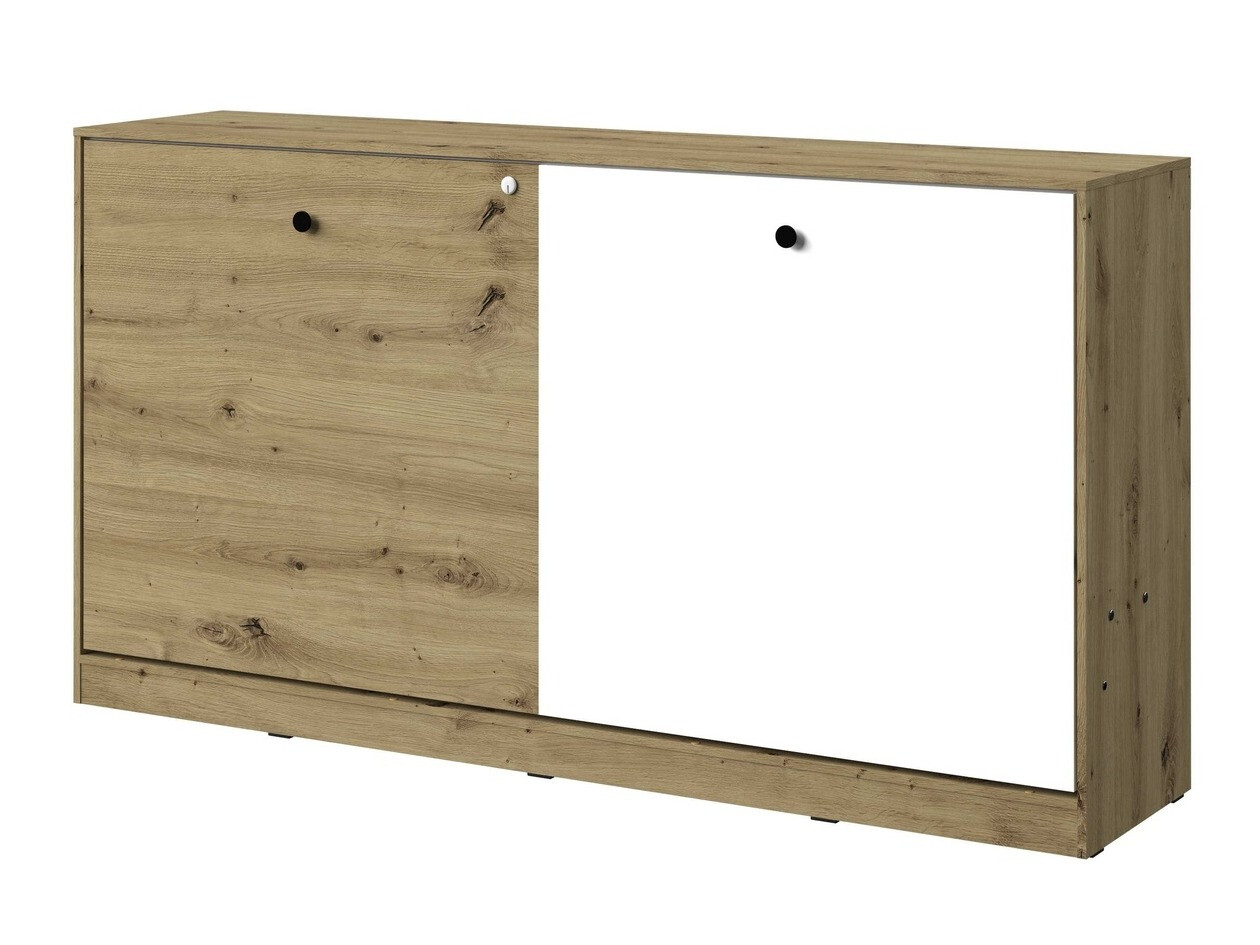 Cama plegable Mirelbu 114 (Roble Artisan + Blanco + Negro)