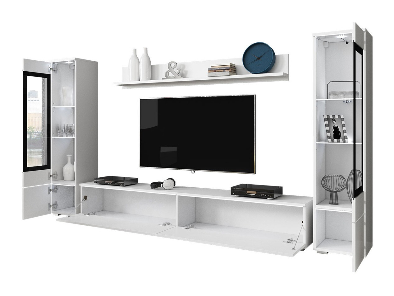 Conjunto de salón Mirfivo 101 (Blanco + Blanco brillante)