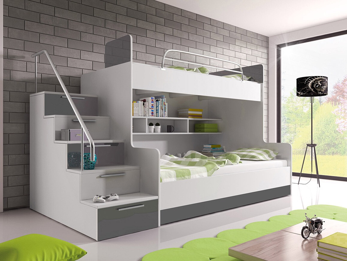 Litera Campus (Blanco + Blanco brillante + Gris brillante)