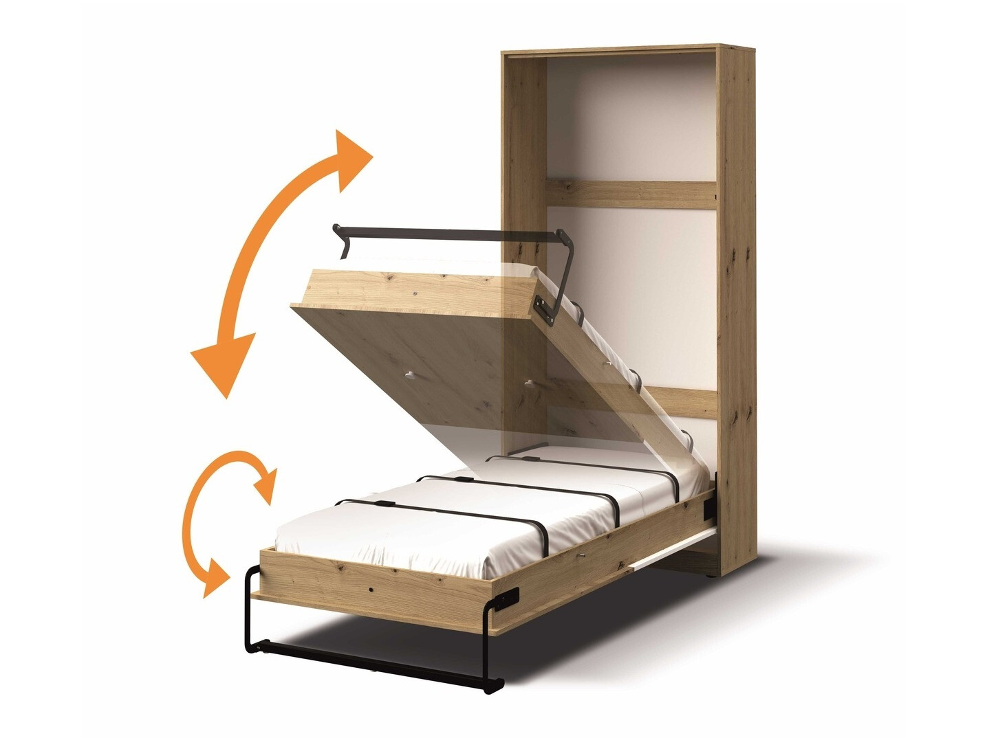 Cama plegable Mirelbu 113 (Roble Artisan + Blanco brillante)