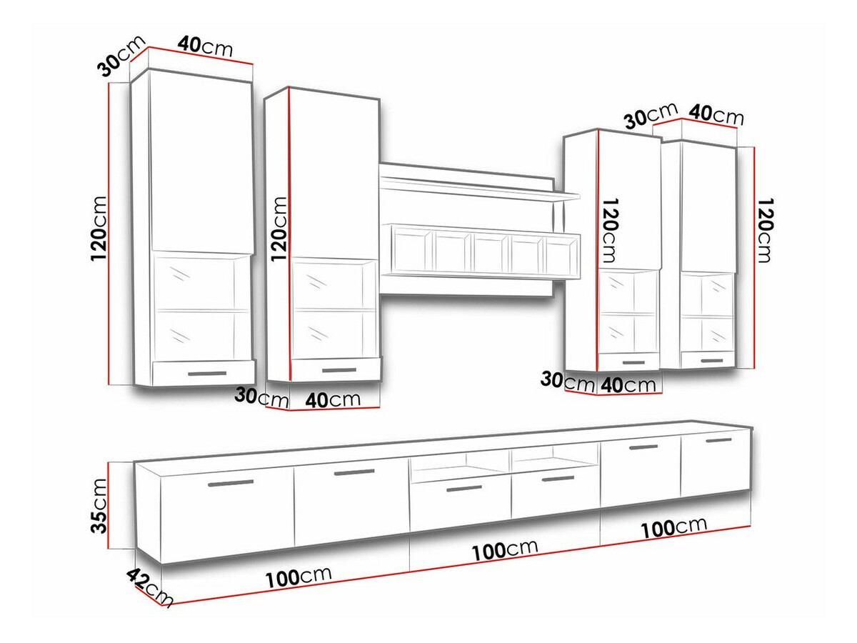 Conjunto de salón Nashville 107 (Blanco + Blanco brillante)