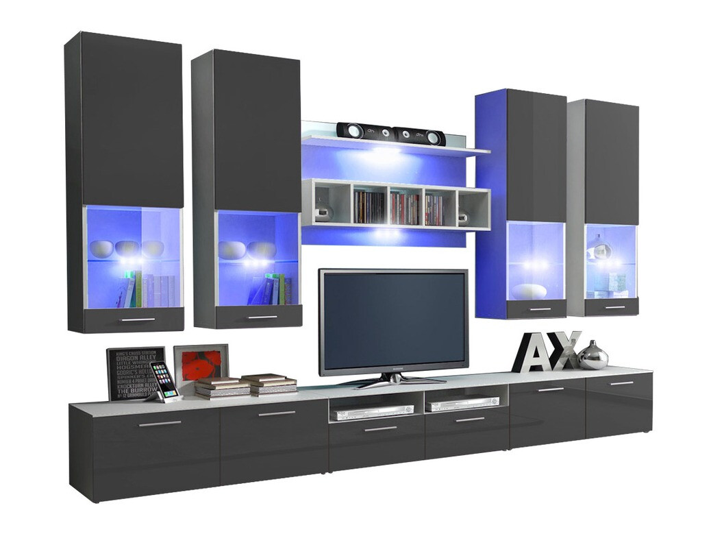 Conjunto de salón Nashville 107 (Blanco + Gris brillante)