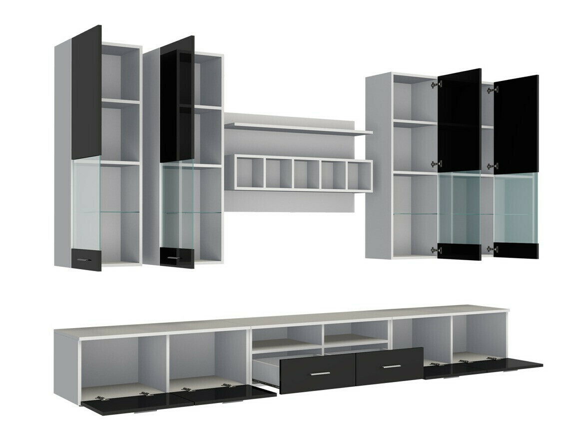 Conjunto de salón Nashville 107 (Blanco + Negro brillante)