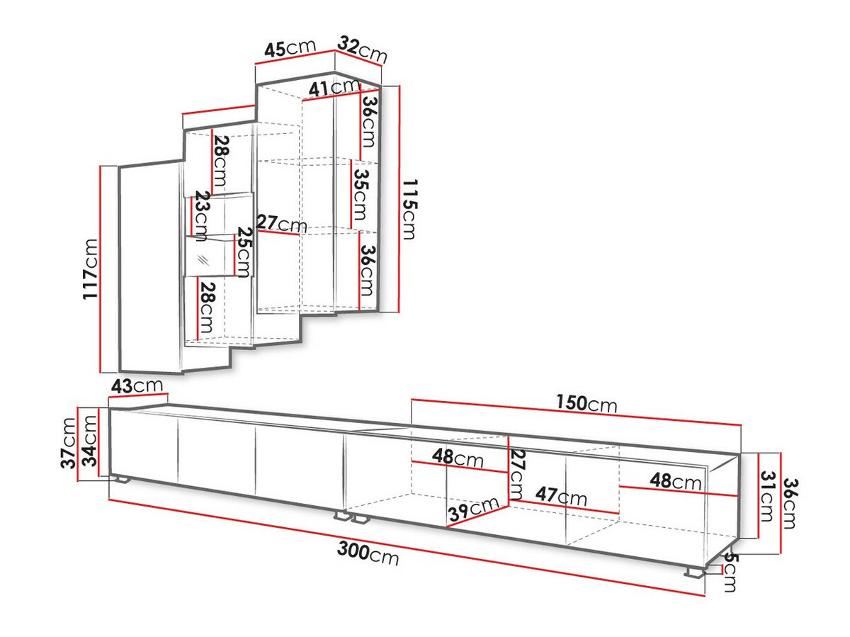 Conjunto de salón Tivdalu 133 (Blanco + Blanco brillante + Negro + Negro brillante)
