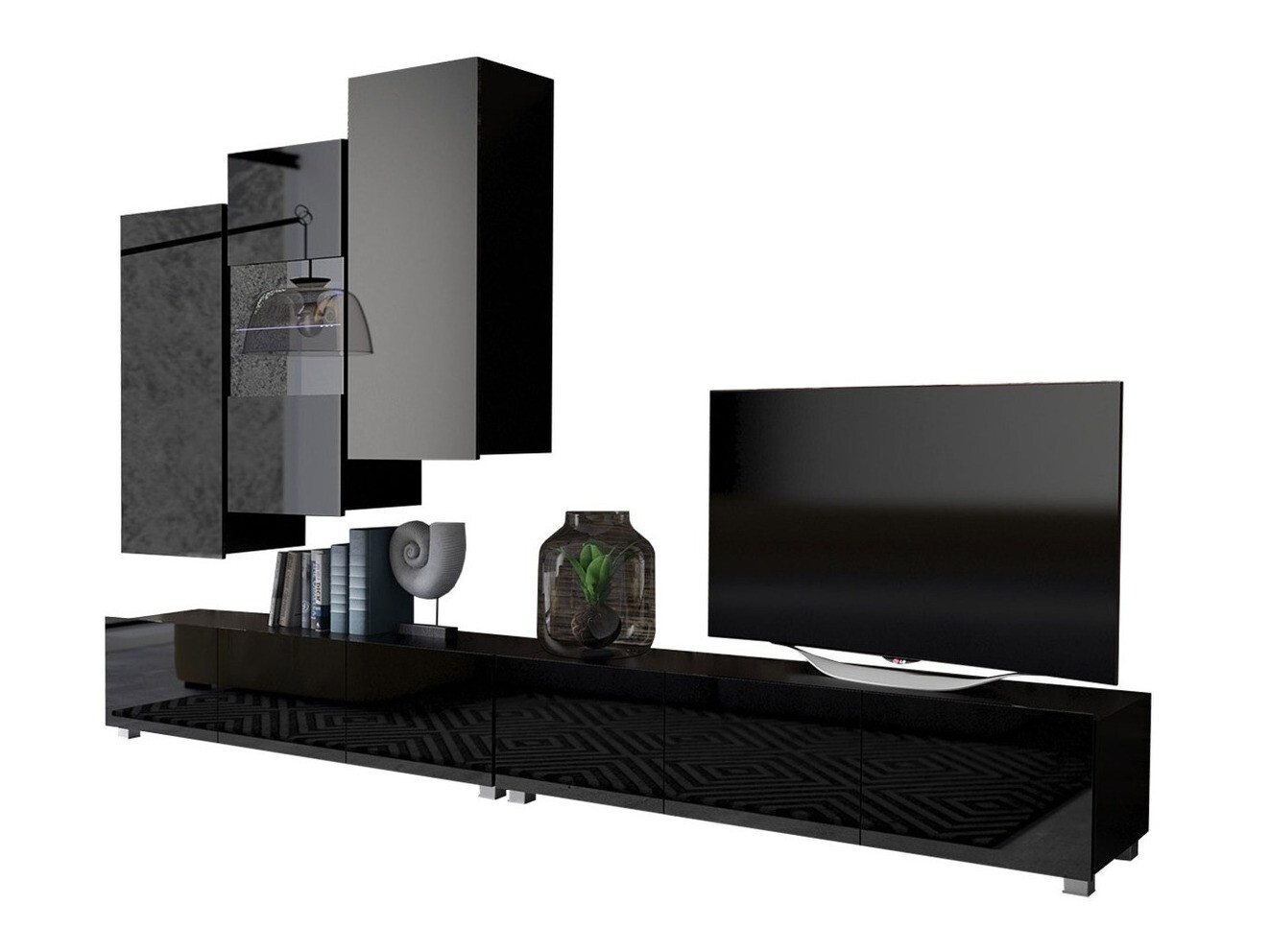 Conjunto de salón Tivdalu 133 (Negro + Negro brillante)