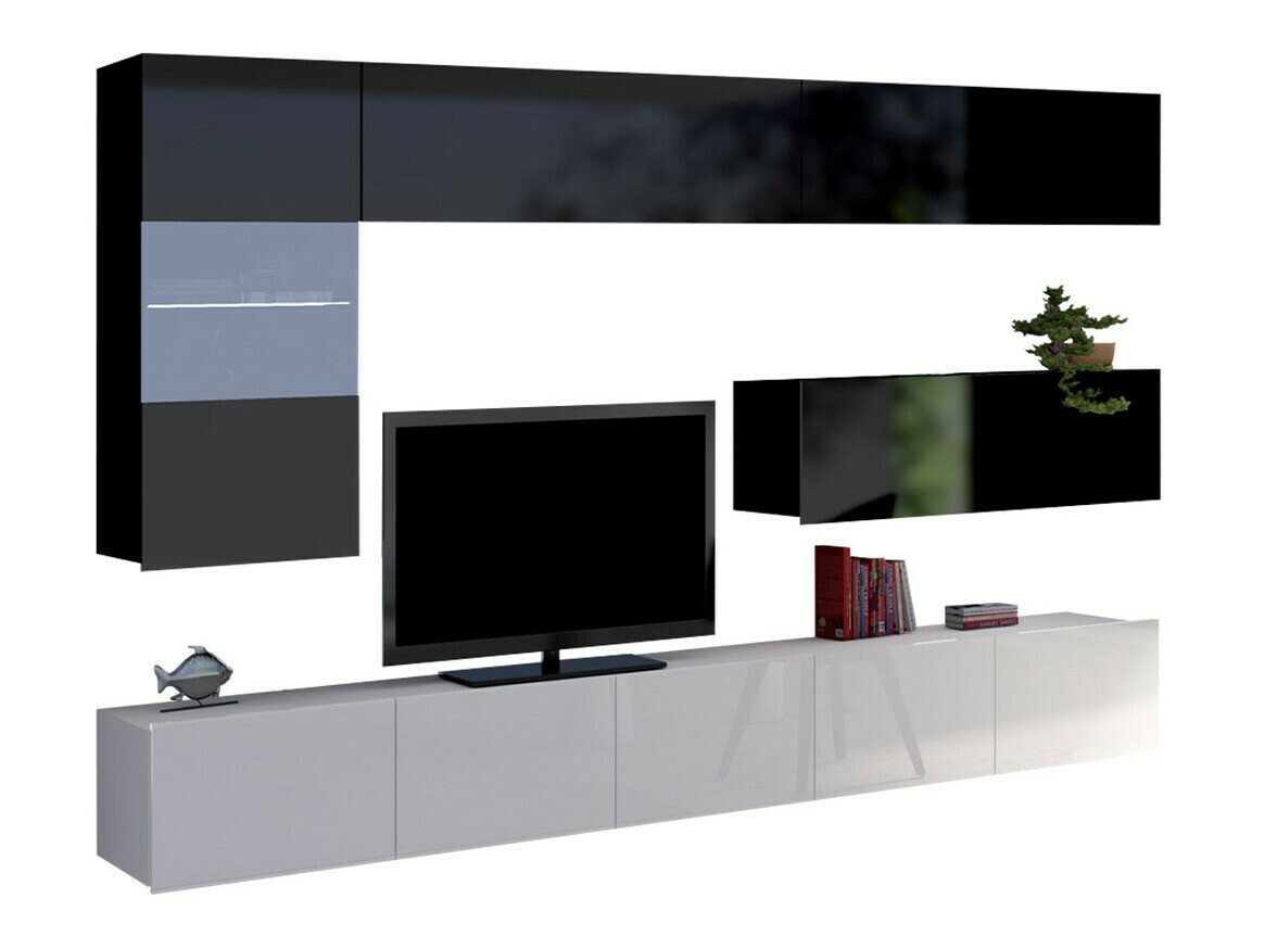 Conjunto de salón Remus IV (Blanco + Blanco brillante + Negro + Negro brillante)