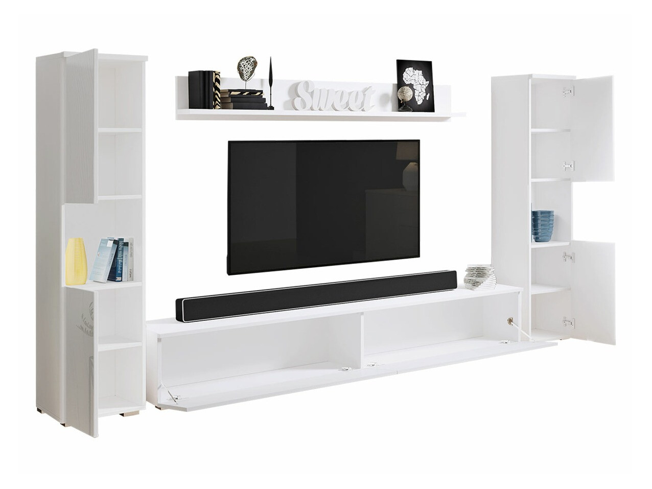 Conjunto de salón Sarasota 131 (Roble wotan + Blanco brillante)