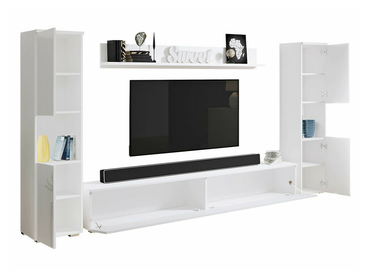 Conjunto de salón Sarasota 131 (Roble wotan + Blanco brillante)