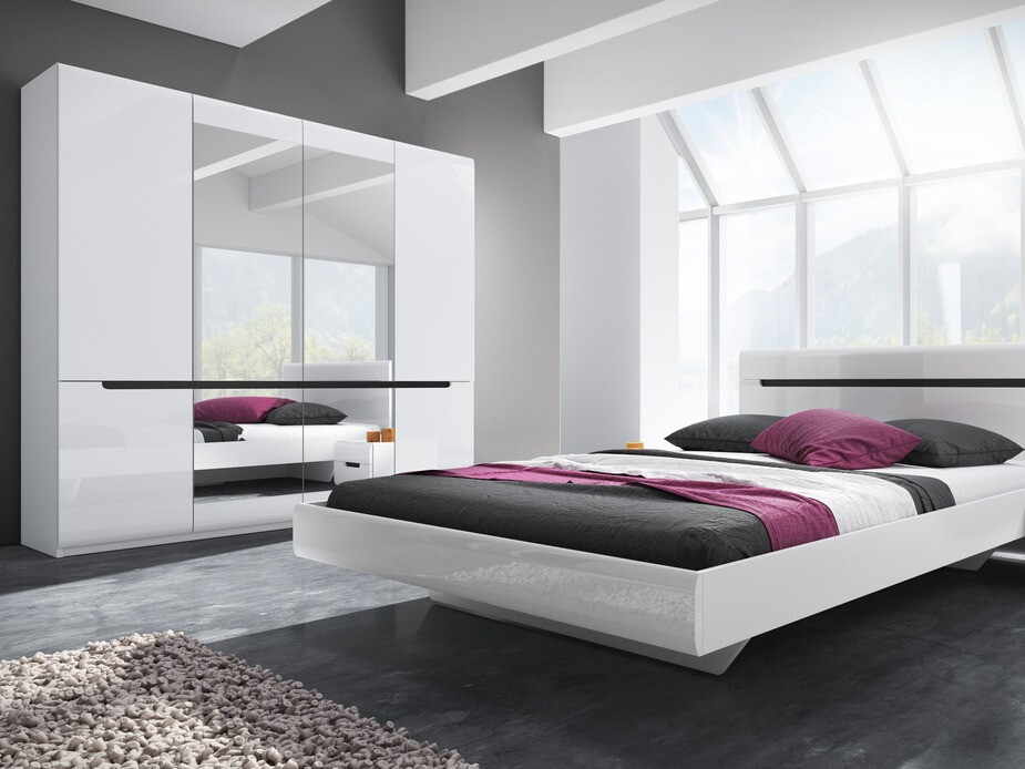 Armario Austin B102 (Blanco + Blanco brillante)