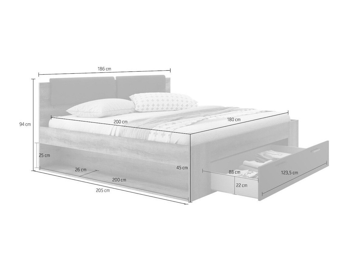 Cama Levruvu 106 (Fresno blanqueado + Beige)
