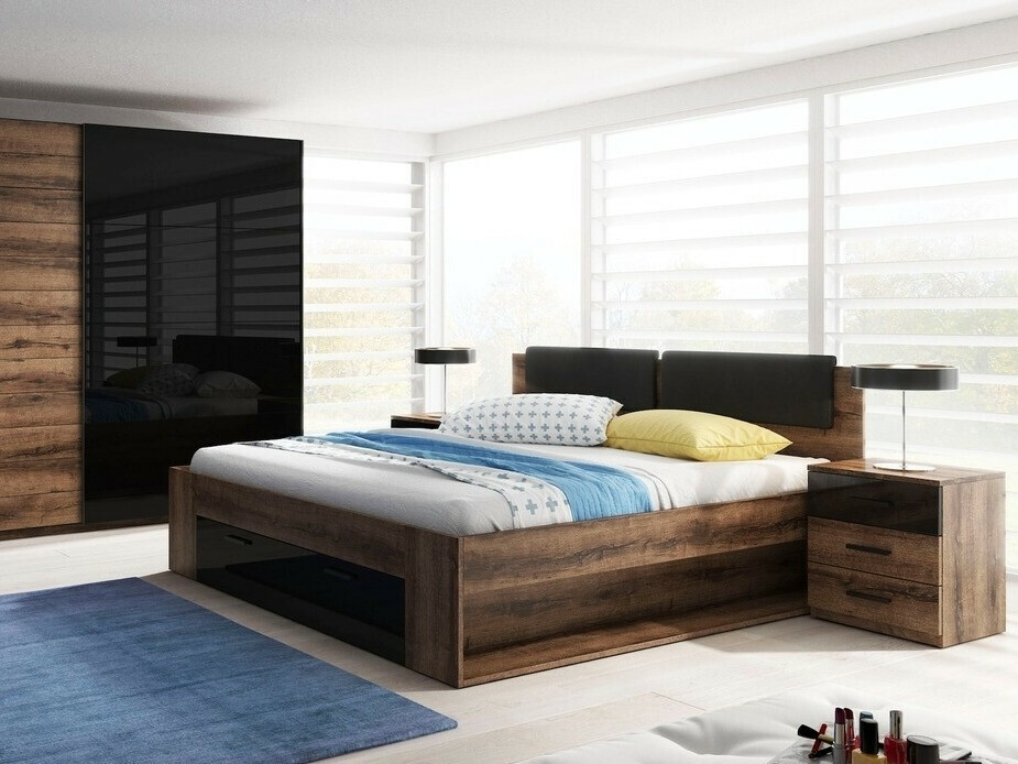 Cama Levruvu 106 (Roble del Monastery + Negro brillante)