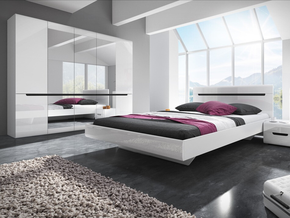 Armario Austin B103 (Blanco + Blanco brillante)