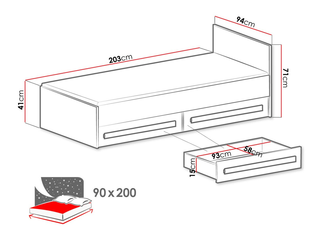 Cama Merevari 102 (Blanco + Blanco brillante + Gris)