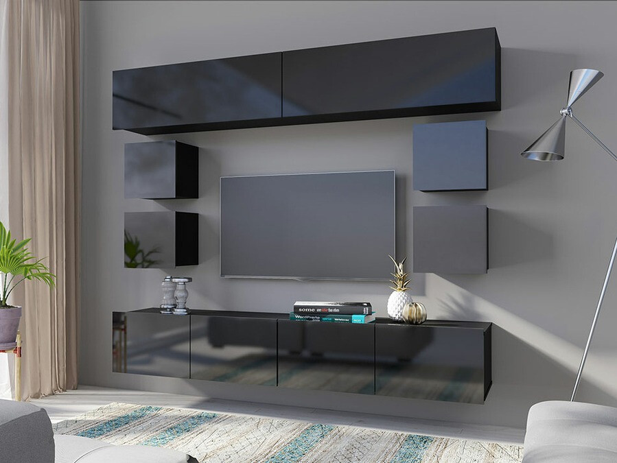 Conjunto de salón Tivdalu 134 (Negro + Negro brillante)