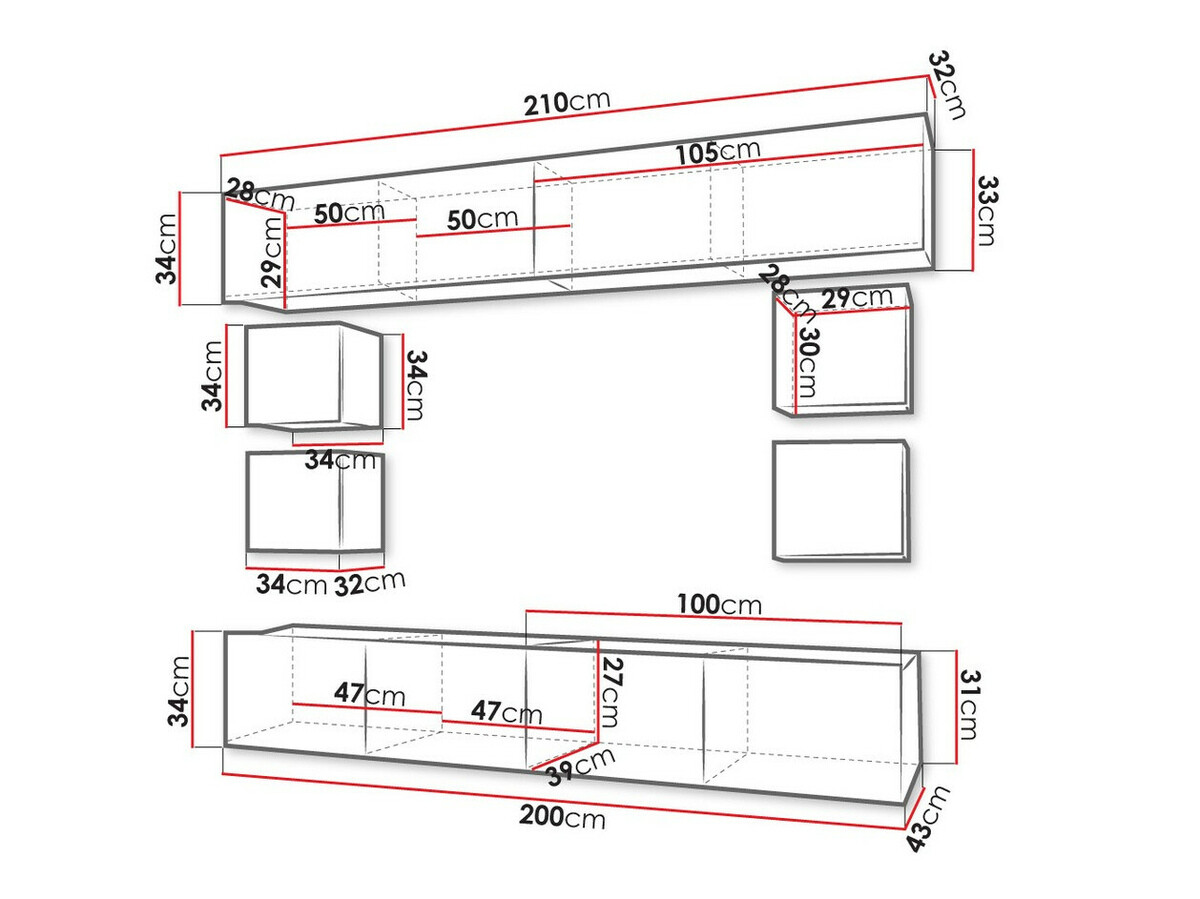Conjunto de salón Tivdalu 134 (Roble dorado + Blanco + Blanco brillante)