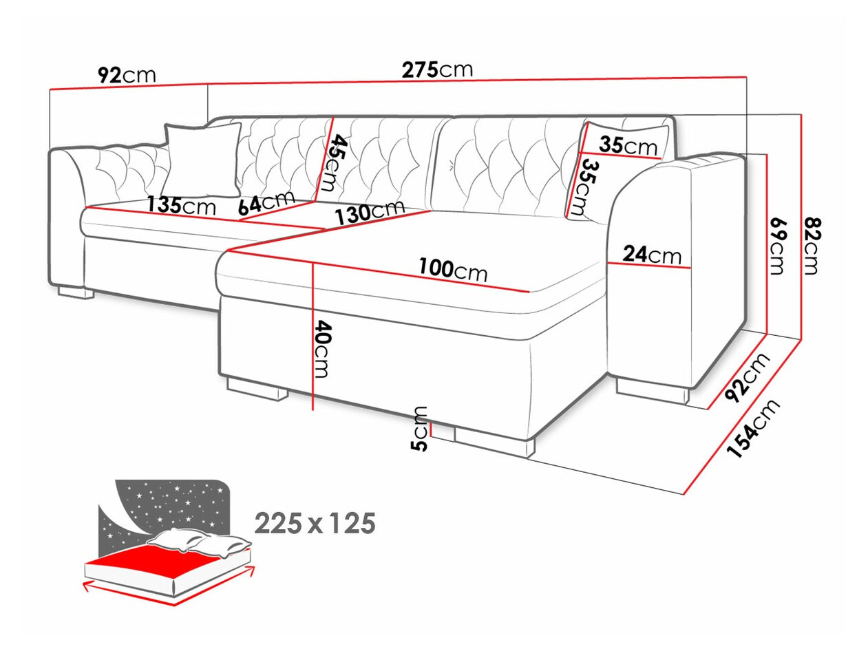 Chesterfield sofá rinconero Comfivo 252 (Magic Velvet 2202 + Magic Velvet 2250)