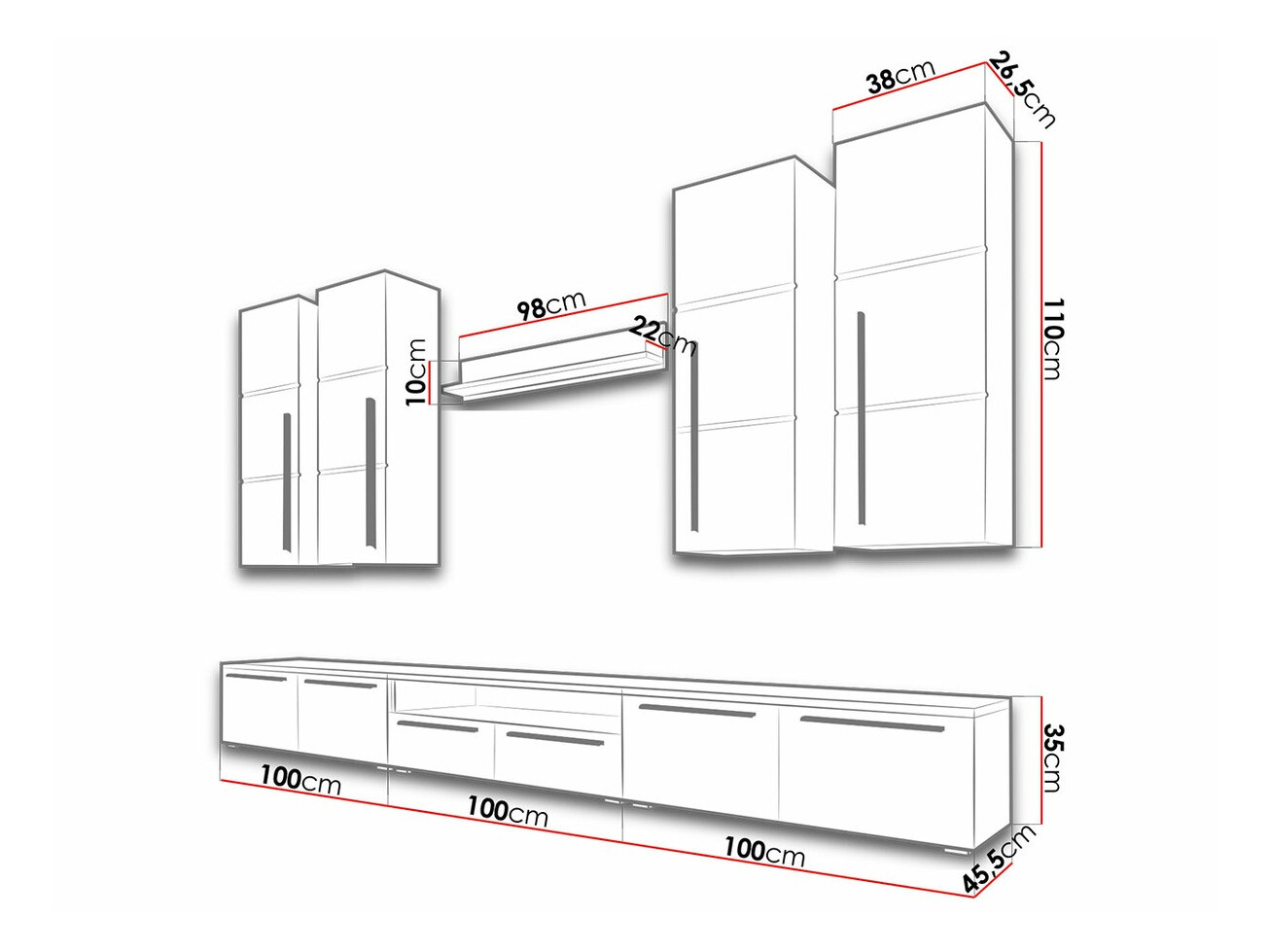 Conjunto de salón Flos (Blanco + Blanco brillante)