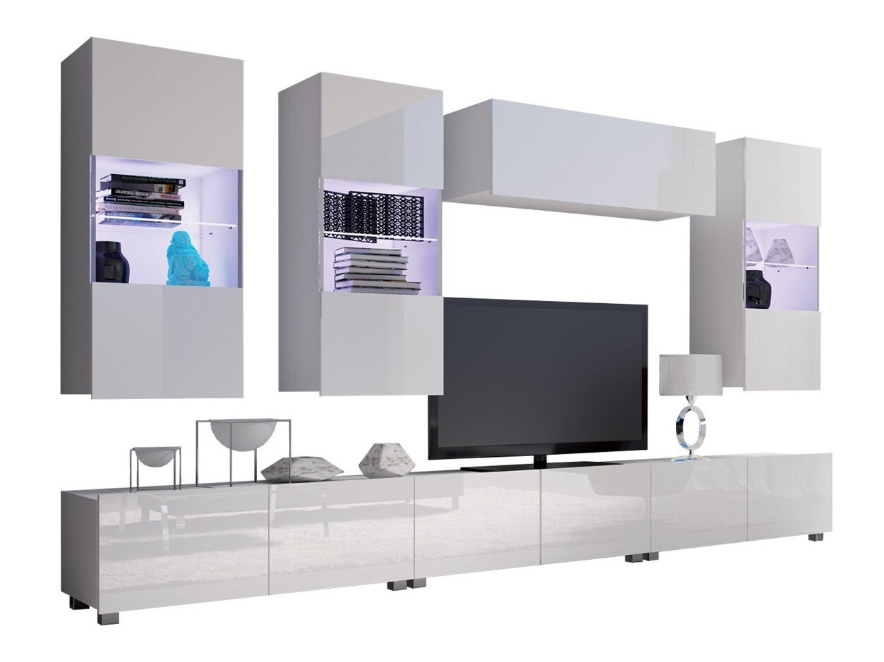 Conjunto de salón Remus XI (Blanco + Blanco brillante)