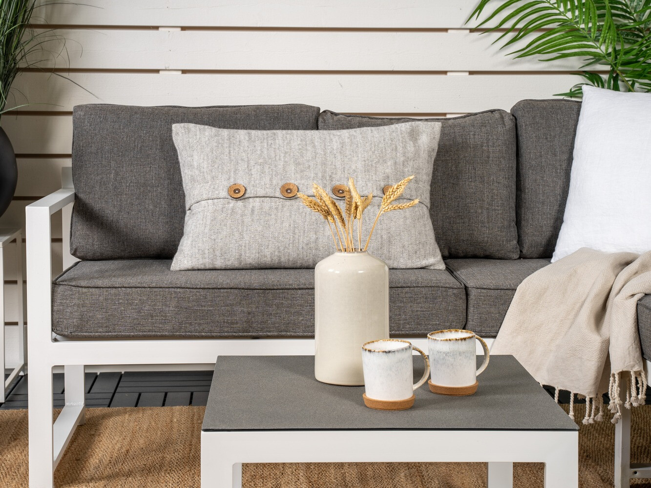 Conjunto de muebles de exterior Dallas 773 (Blanco + Gris)