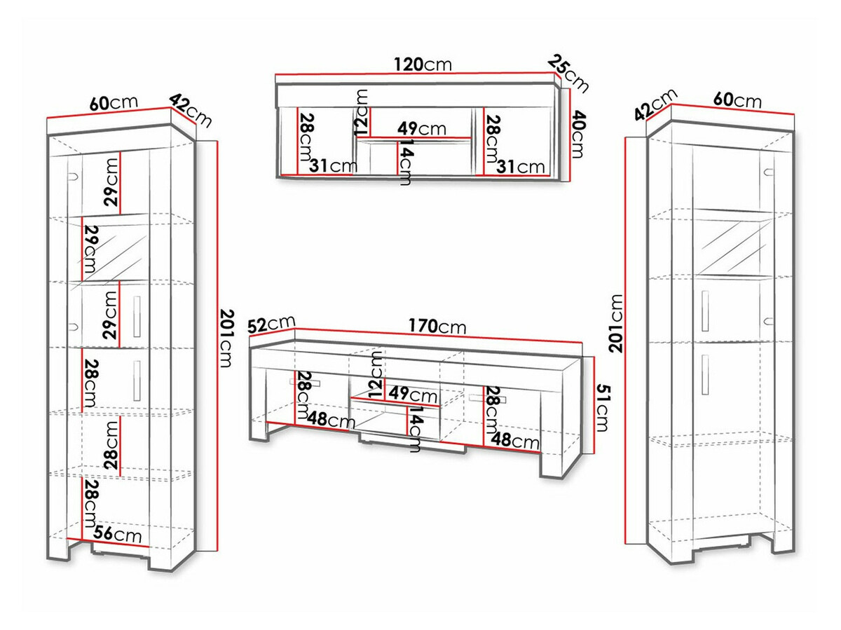 Conjunto de salón Melfeli 124 (Roble Sonoma)