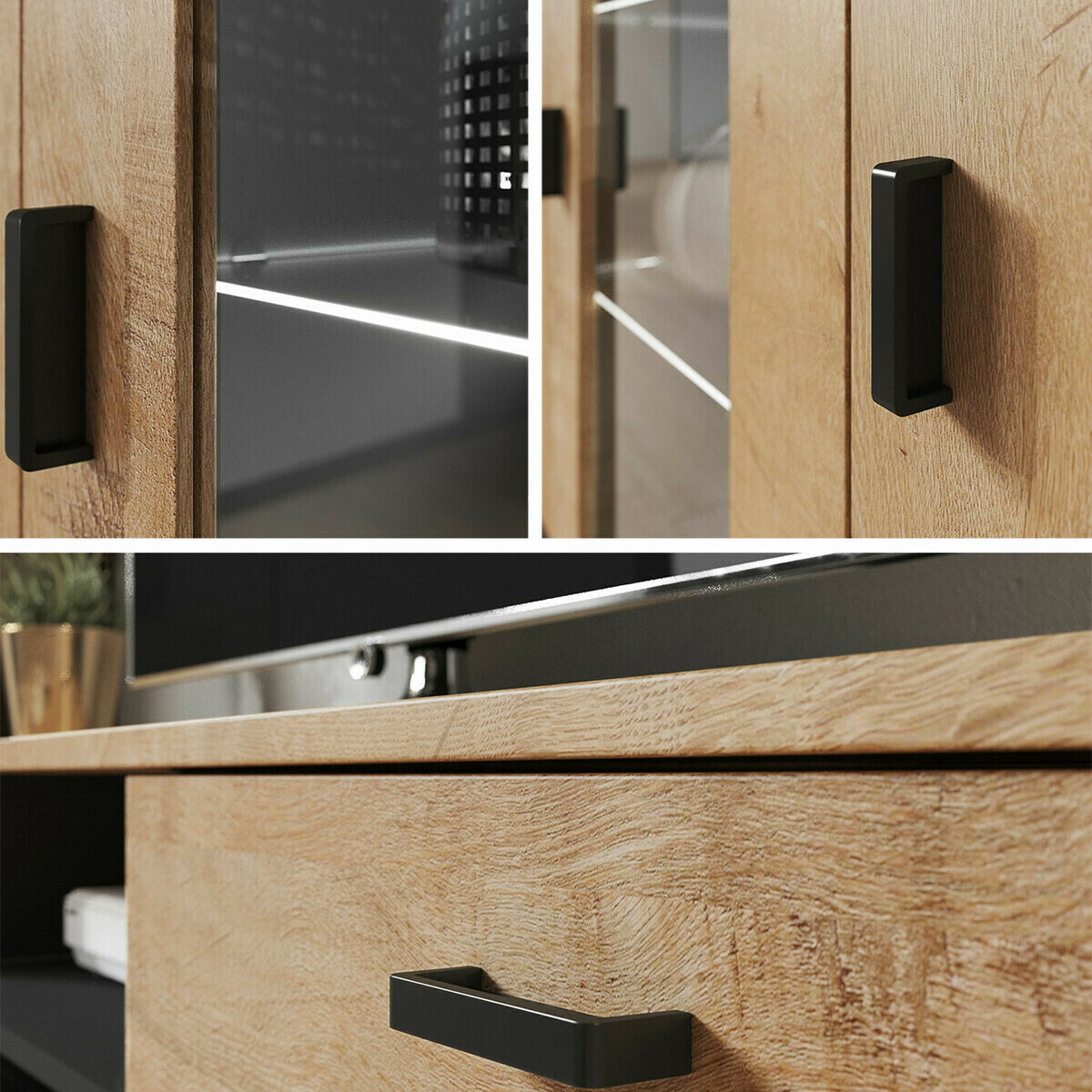 Conjunto de salón Tornola 107 (Negro + Negro brillante)