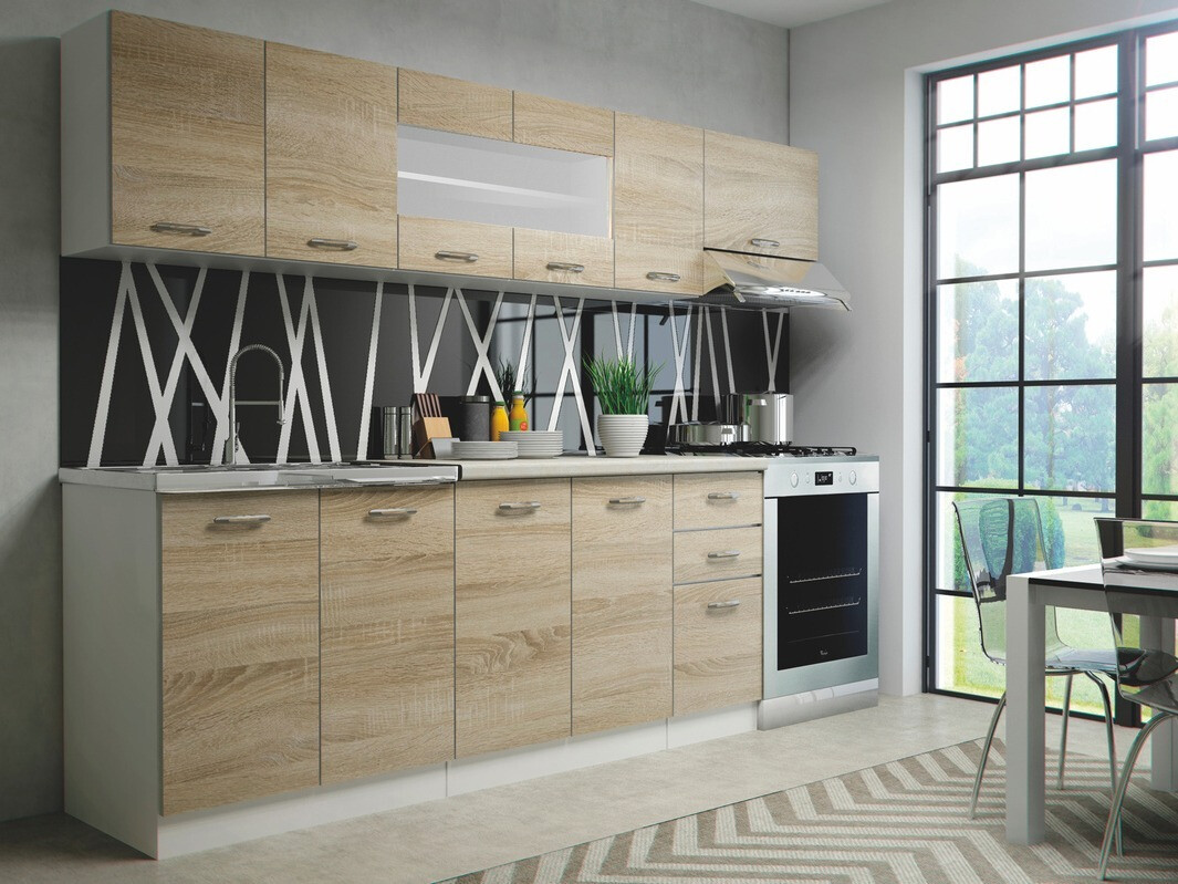 Conjunto de cocina Houston 1182 (Sanoma roble + Blanco + Beige)