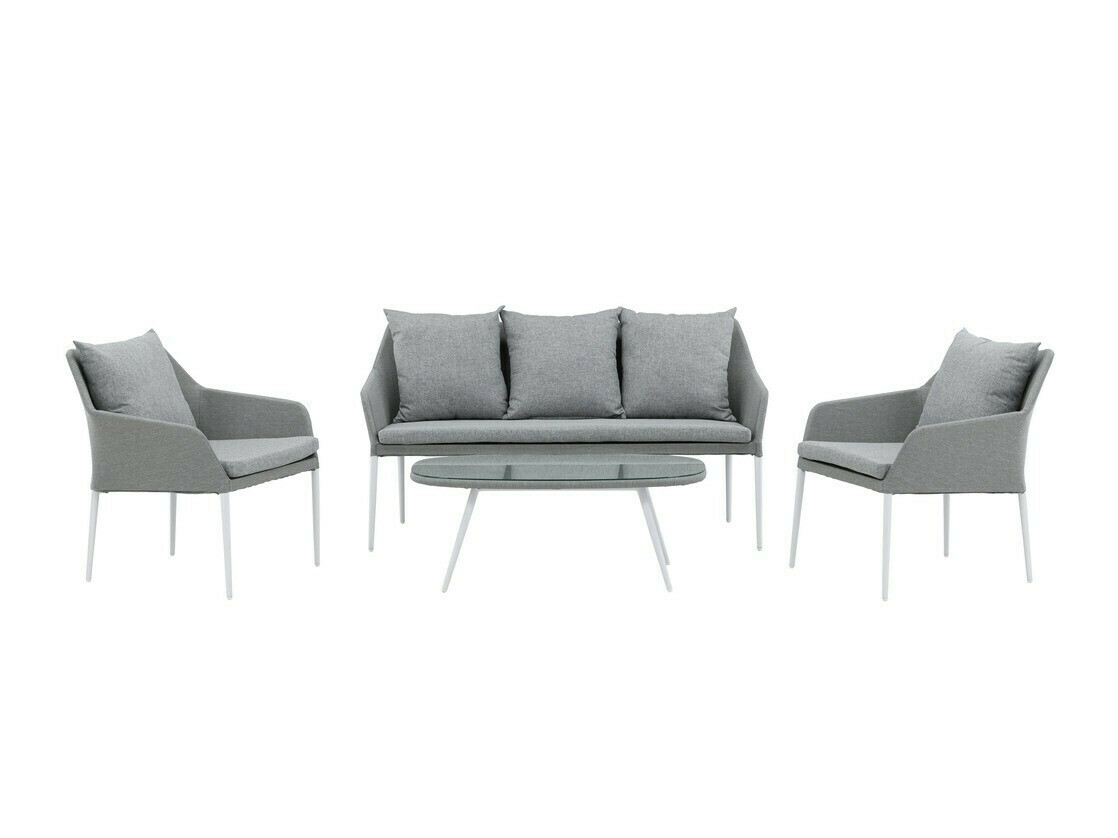 Conjunto de muebles de exterior Dallas 3116 (Gris claro + Blanco)