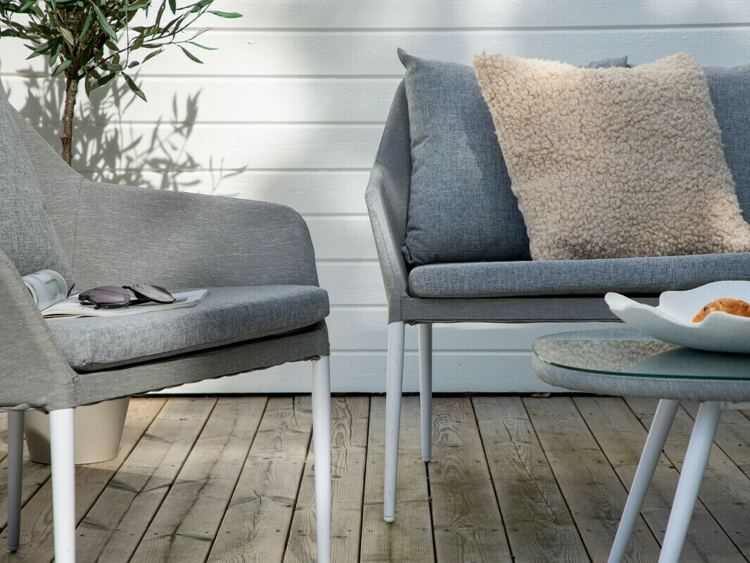 Conjunto de muebles de exterior Dallas 3116 (Gris claro + Blanco)