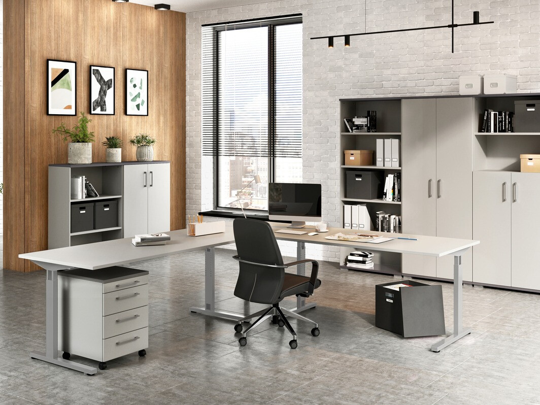 Mesa de oficina Lartesi 106 (Gris claro + Grafito)