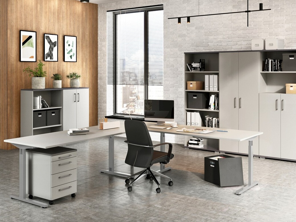 Mesa de oficina Lartesi 107 (Gris claro + Grafito)