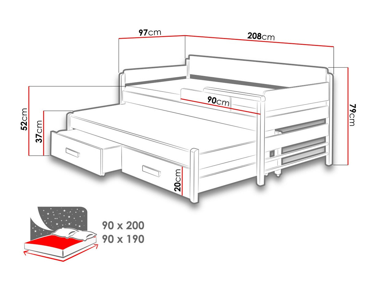 Cama Henderson 122 (Blanco + Gris)