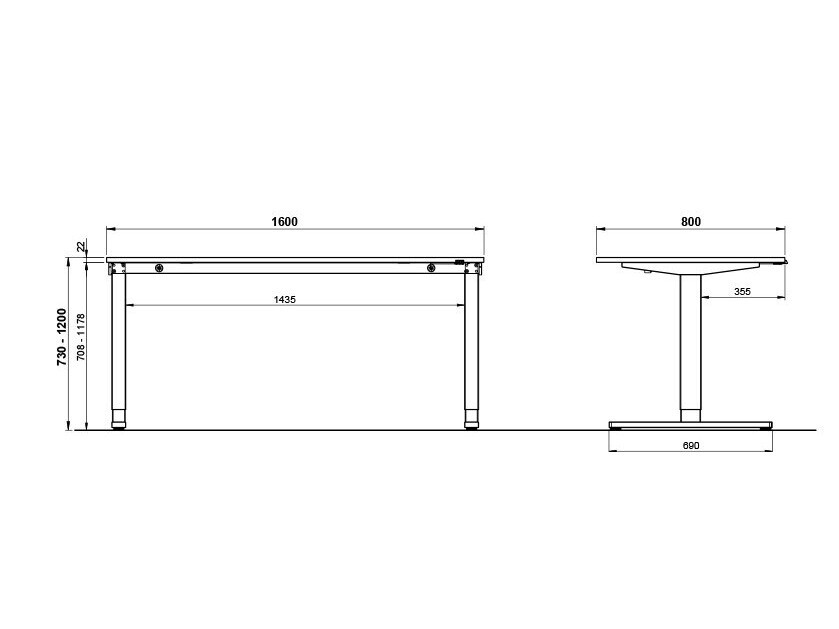 Escritorio de altura regulable Eliromo 109 (Gris claro + Gris)