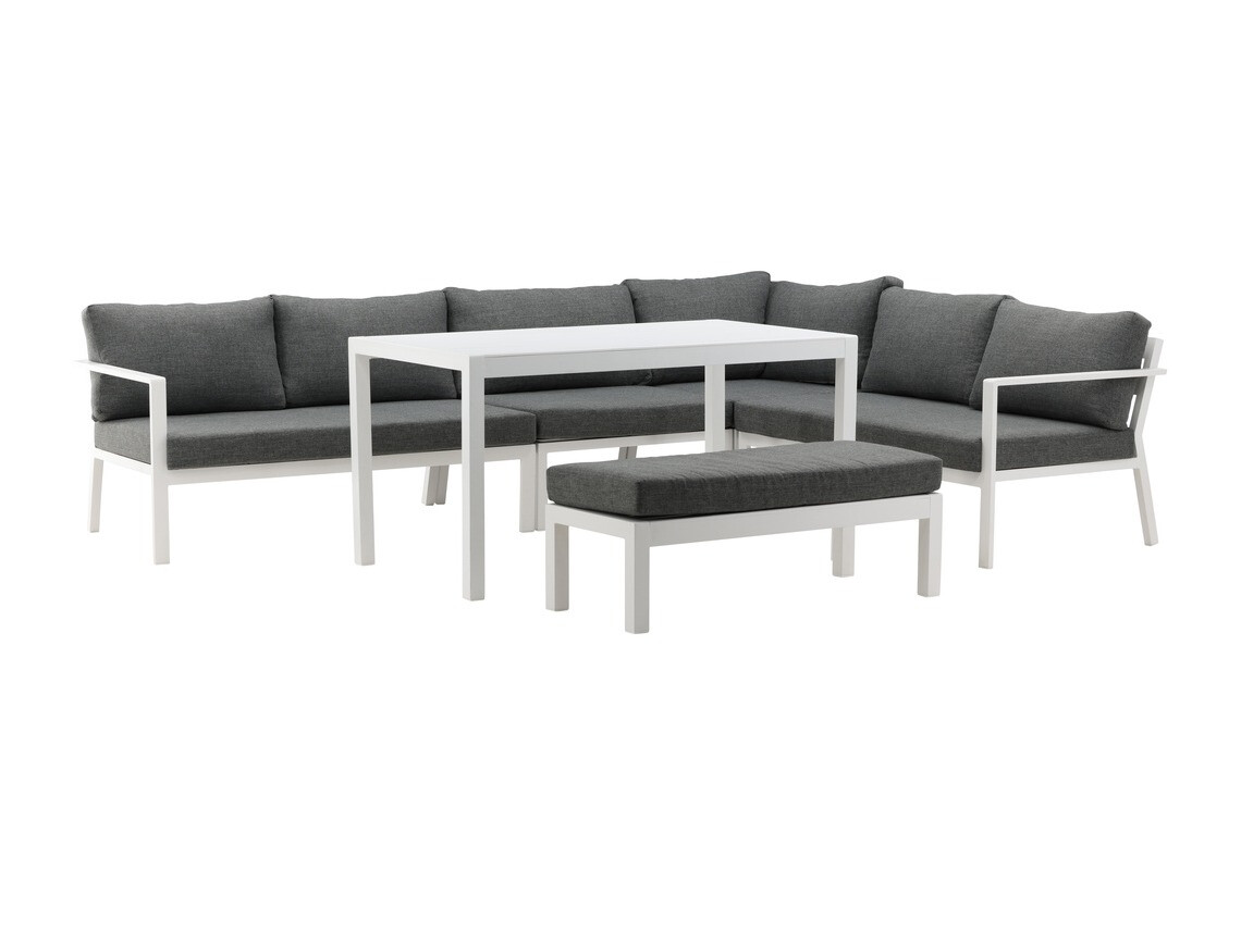 Conjunto de muebles de exterior Dallas 3119 (Blanco + Gris)